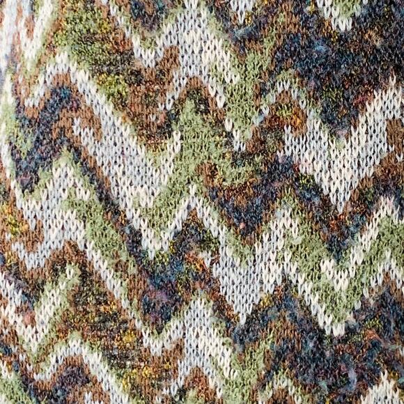 MISSONI SPORT Vintage Size M Green Grey Zig Zag Wool Blend Two Pockets Knit Vest - Picture 2 of 9